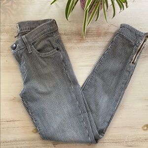 Current/Elliott White and Navy Striped Jeans